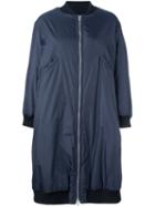 Hache Long Bomber Coat, Women's, Size: 42, Blue, Polyamide/acrylic/wool/polyester