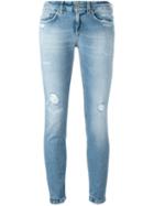 Dondup Distressed Skinny Jeans, Women's, Size: 27, Blue, Cotton/spandex/elastane/polyester