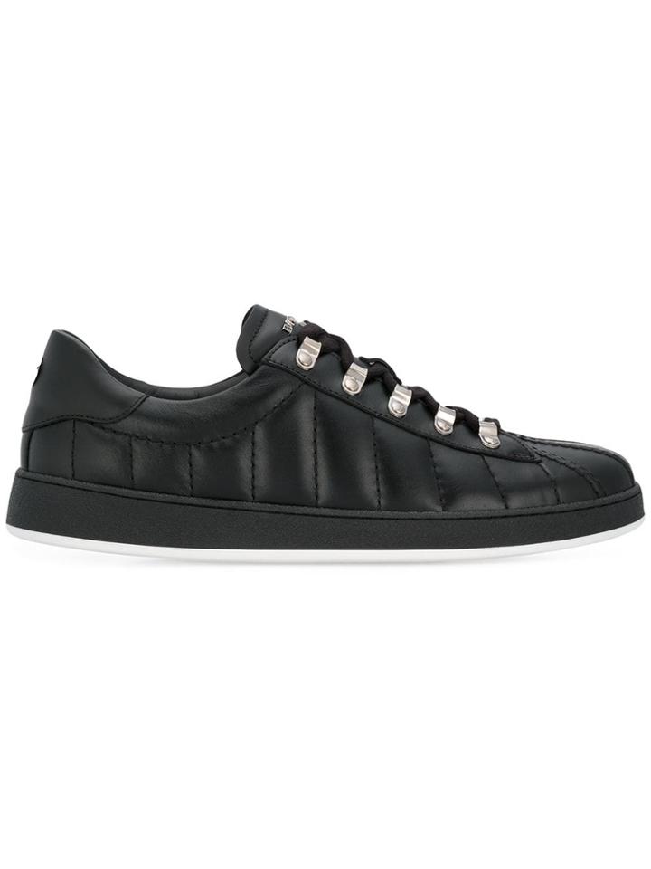 Balmain Quilted Lace-up Sneakers - Black