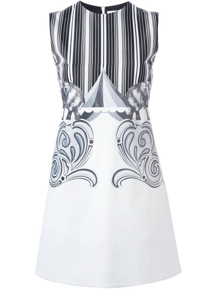 Victoria Victoria Beckham Printed A-line Mini Dress, Women's, Size: 10, White, Silk/cotton