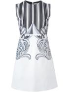 Victoria Victoria Beckham Printed A-line Mini Dress, Women's, Size: 10, White, Silk/cotton