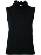 Le Ciel Bleu - Frill Neck Top - Women - Nylon/rayon - 36, Black, Nylon/rayon