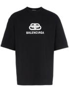 Balenciaga Logo Print Cotton T-shirt - Black