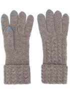 N.peal Cable Knit Gloves, Women's, Brown, Cashmere