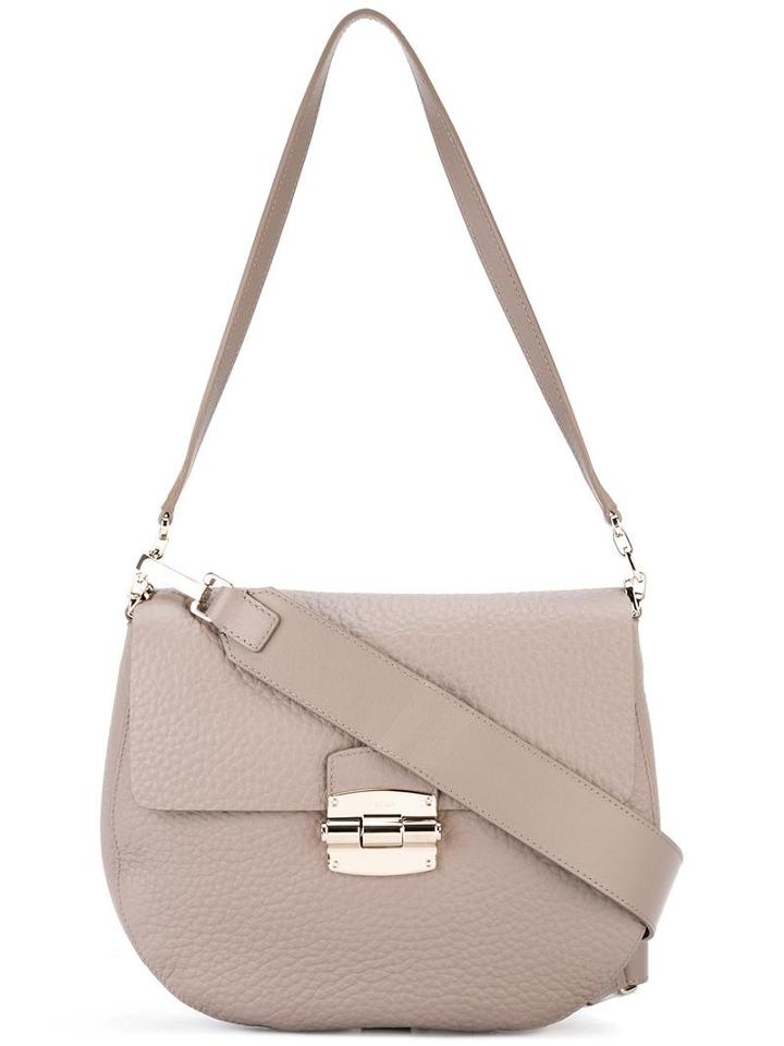Furla Flap Closure Shoulder Bag, Women's, Grey, Leather