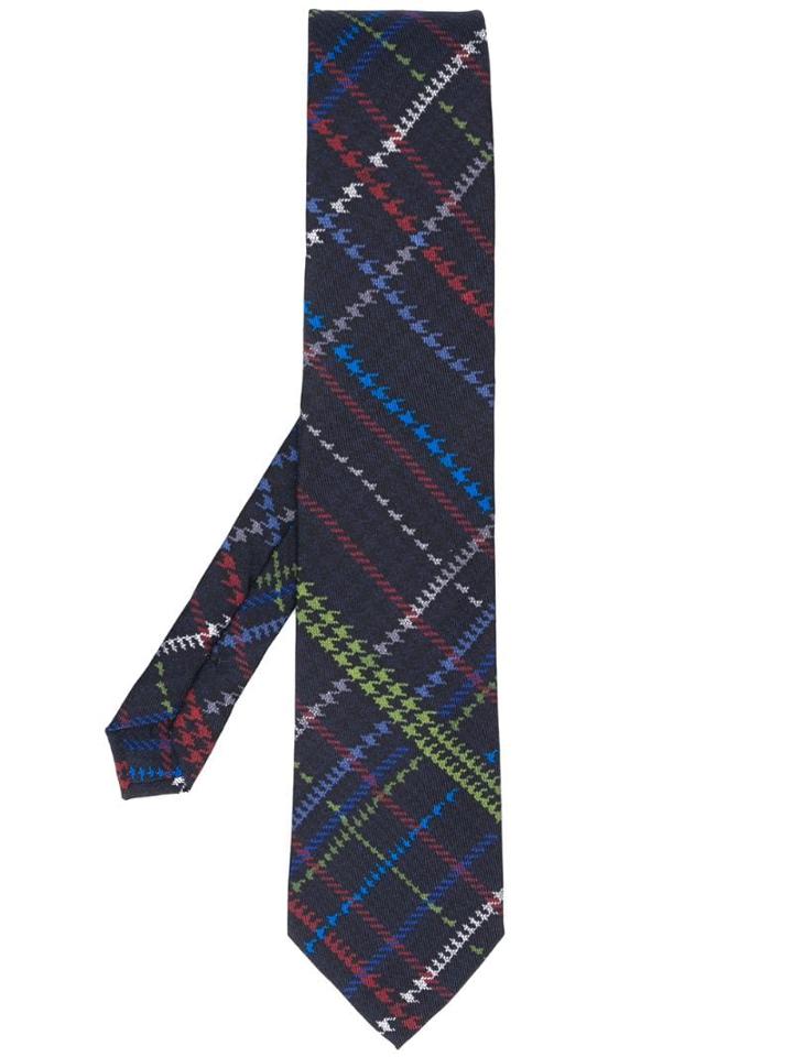 Etro Tartan Printed Formal Tie - Blue