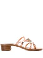 Emanuela Caruso Embellished Strappy Mules - Metallic