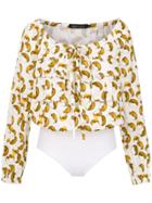 Andrea Marques Printed Bodysuit - White