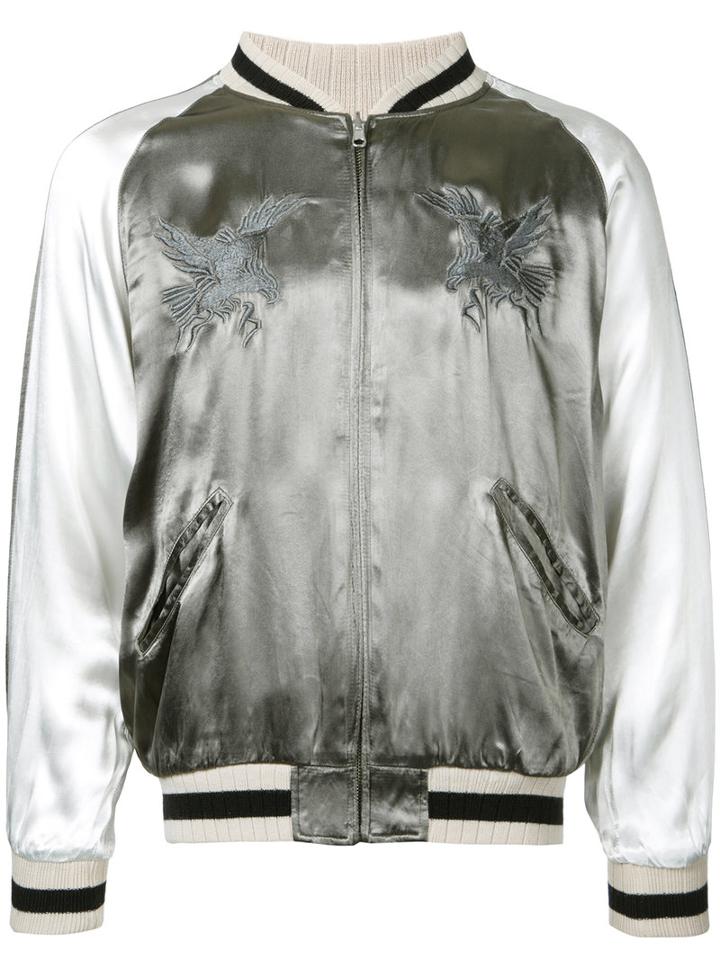 Monkey Time - High Shine Bomber Jacket - Men - Rayon - S, Green, Rayon