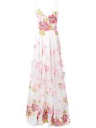Marchesa Notte Long Rose Dress - White