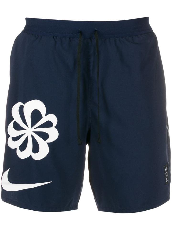 Nike Logo Print Track Shorts - Blue