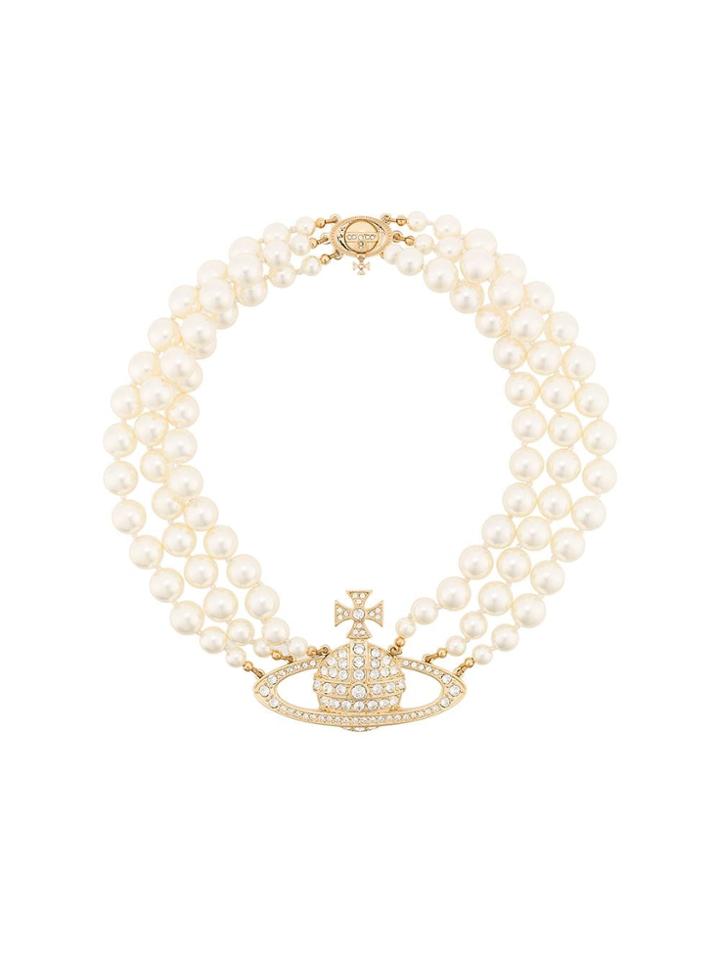 Vivienne Westwood Bass Relief Choker Necklace - White
