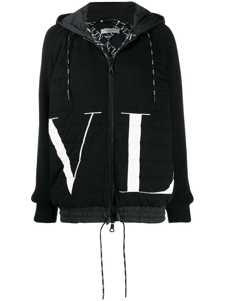 Valentino Vltn Printed Hoodie - Black