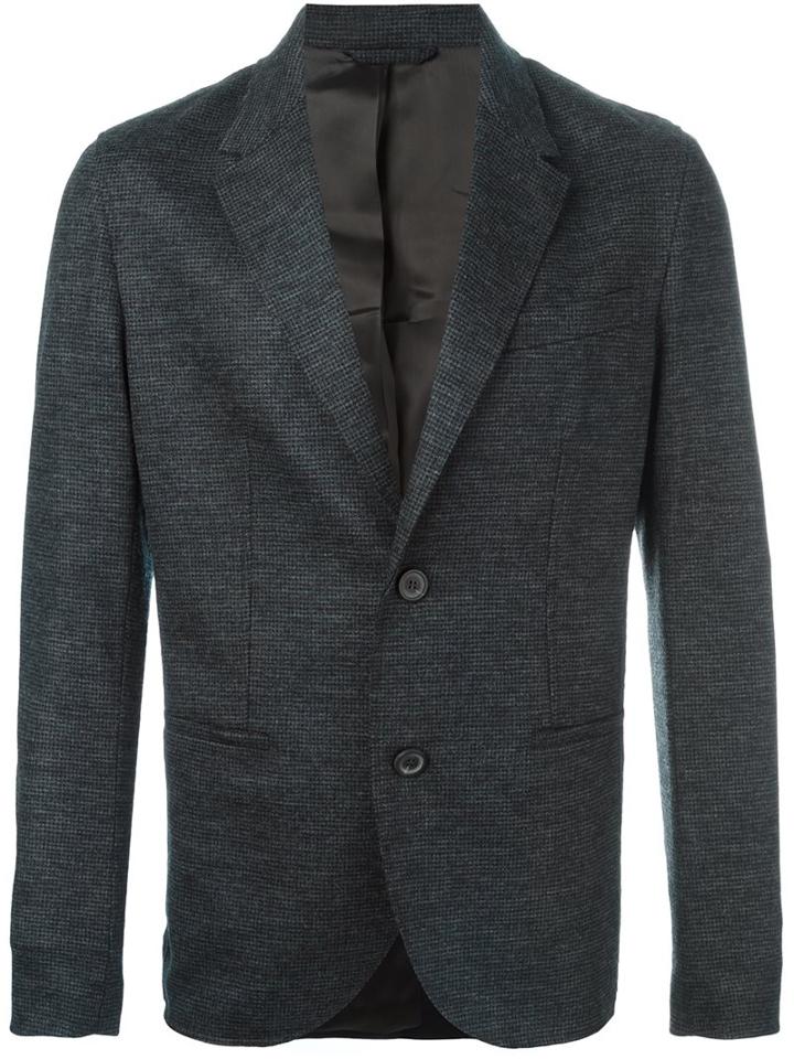 Lanvin Contrast Panel Button Blazer, Men's, Size: 50, Grey, Polyamide/viscose/wool