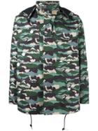 Maison Kitsuné Camouflage Print Jacket, Men's, Size: Medium, Green, Cotton/spandex/elastane/wool