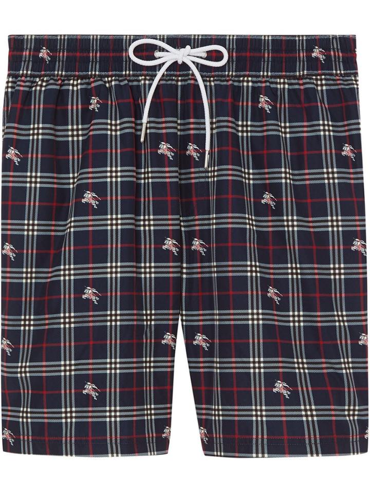 Burberry Equestrian Knight Check Drawcord Swim Shorts - Blue
