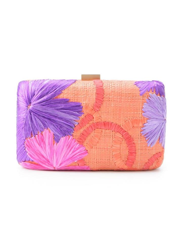 Serpui Floral Woven Clutch, Women's, Yellow/orange, Straw