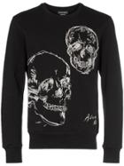 Alexander Mcqueen Embroidered Skull Motif Cotton And Wool Sweater -
