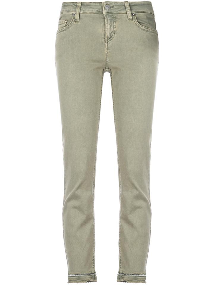 Cambio Frayed Hem Skinny Jeans - Green