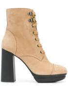 Hogan Lace-up Ankle Boots - Nude & Neutrals