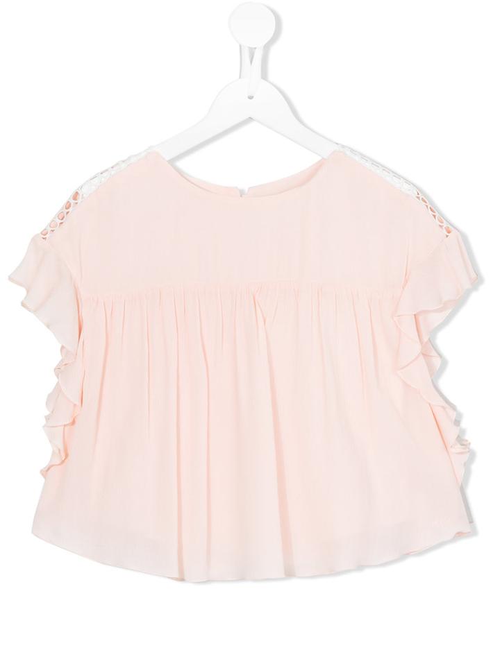Chloé Kids - Ruffled Top - Kids - Viscose - 4 Yrs, Toddler Girl's, Pink/purple