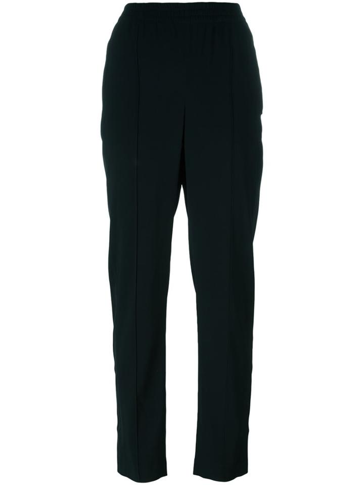 Theory Pleated Tapered Trousers, Women's, Size: 6, Black, Viscose/spandex/elastane