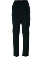 Theory Pleated Tapered Trousers, Women's, Size: 6, Black, Viscose/spandex/elastane