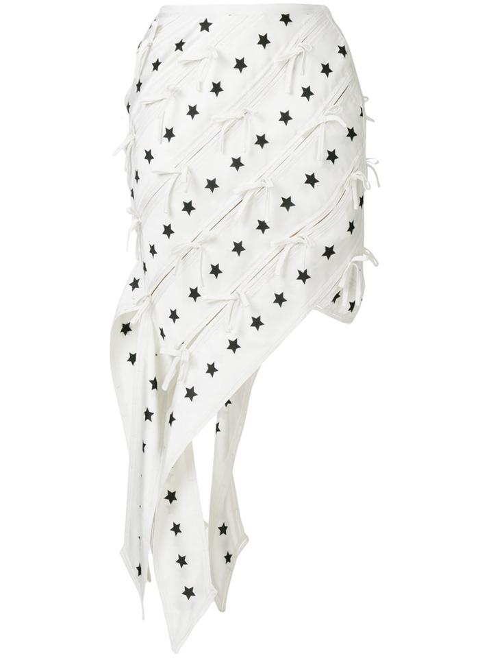 Self-portrait Star Print Asymmetric Skirt - White