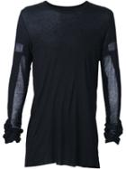 Julius Sheer Stripe Longsleeved T-shirt, Men's, Size: 3, Black, Cotton/polyester