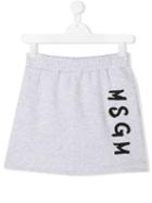 Msgm Kids Teen Logo Print Mini Skirt - Grey