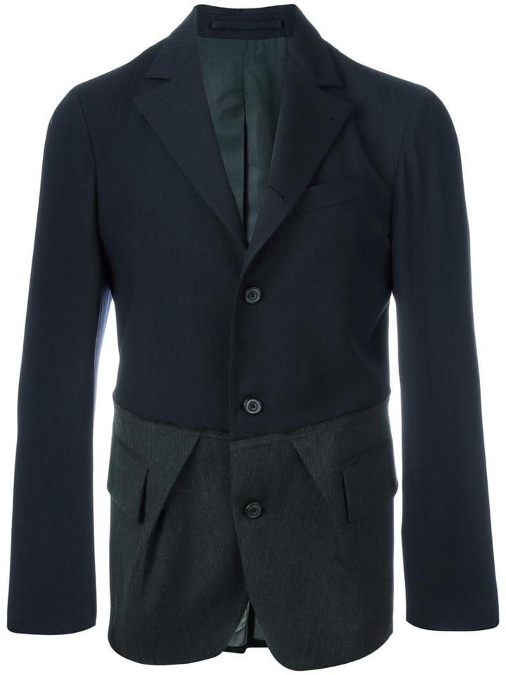 Wooster + Lardini Bi-colour Combined Blazer, Men's, Size: 48, Blue, Cotton/viscose/wool