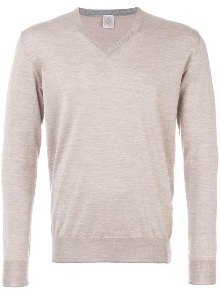 Eleventy - V Neck Sweatshirt - Men - Silk/merino - Xxl, Nude/neutrals, Silk/merino