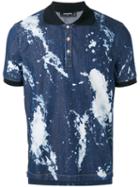 Dsquared2 Splatter Polo Shirt, Men's, Size: 50, Blue, Cotton/spandex/elastane