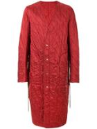 Rick Owens Quilted V-neck Coat - Red