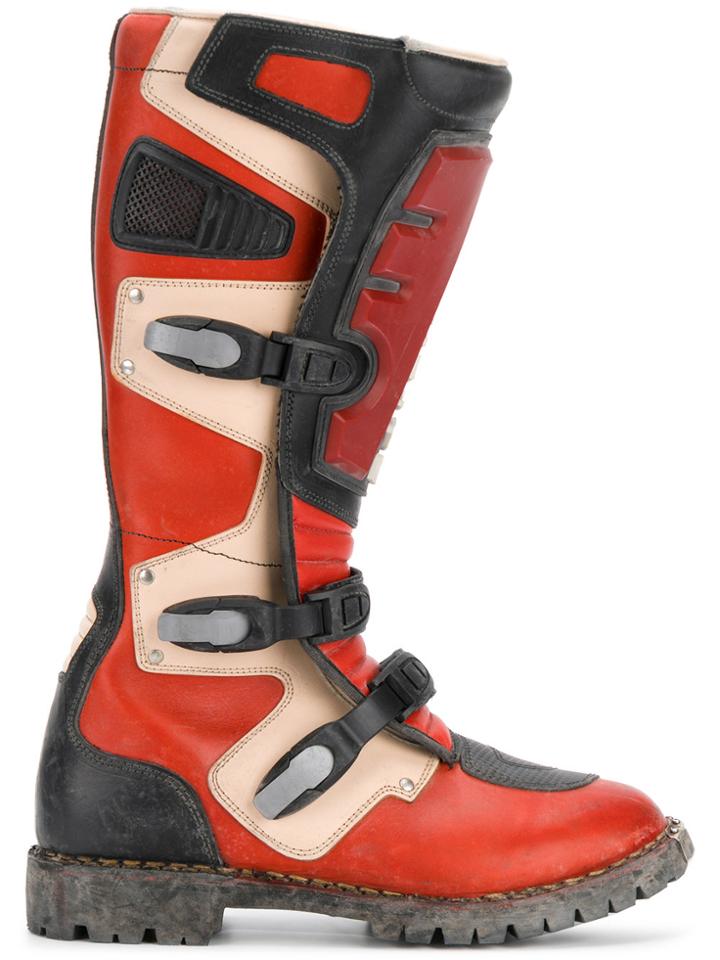 Balenciaga Rider Moto Boots - Red