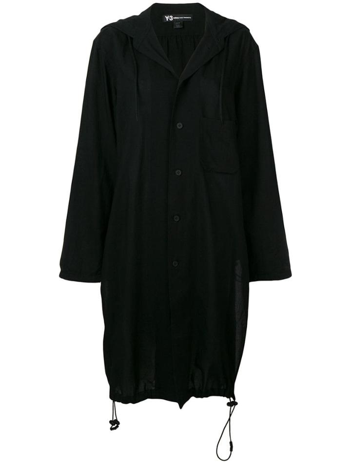 Y-3 Drawstring Single-breasted Coat - Black