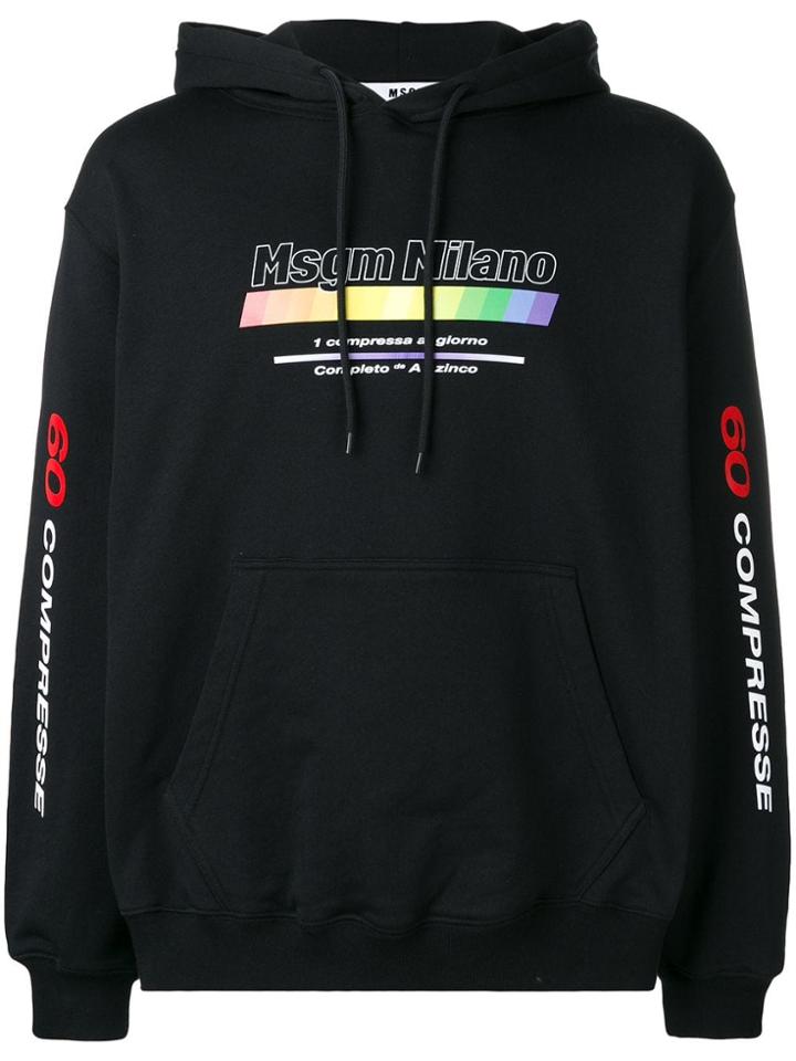 Msgm Multivitamin Printed Hoodie - Black