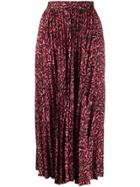 Andamane Pleated Leopard Print Skirt - Red