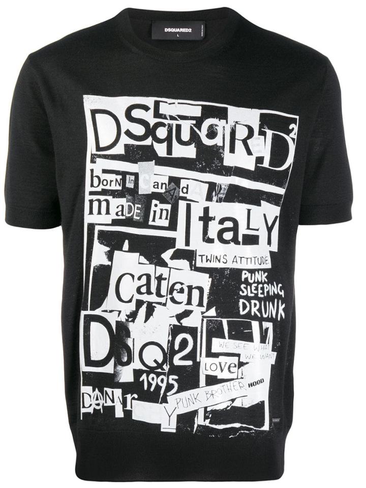 Dsquared2 Contrast Print T-shirt - Black