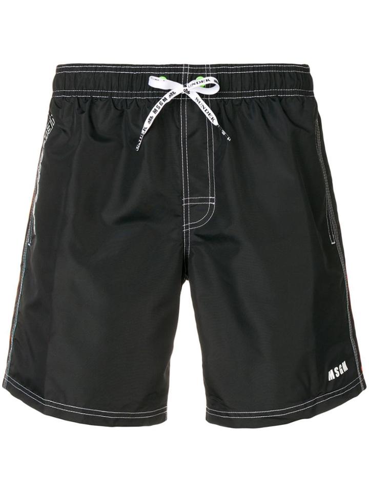 Msgm Drawstring Swim Shorts - Black