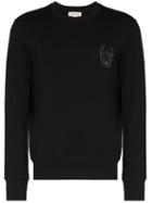 Alexander Mcqueen Sequin Skull Logo Sweatshirt - Black