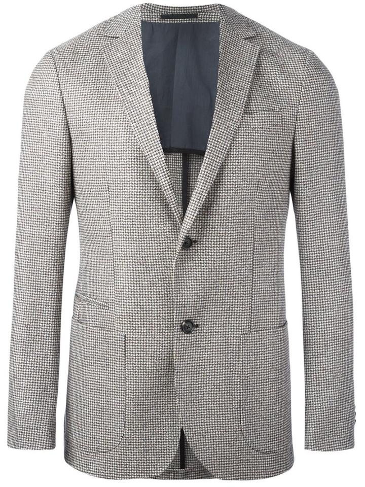 Z Zegna Jacquard Blazer, Men's, Size: 50, Brown, Cotton/cupro/wool