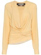 Jacquemus Cowl Neck Long Sleeved Top - Yellow