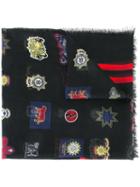 Alexander Mcqueen - Badge Print Scarf - Men - Silk/modal - One Size, Black, Silk/modal