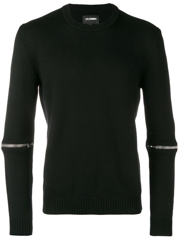 Les Hommes Zip Embellished Sweater - Black