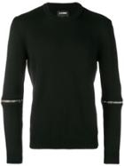 Les Hommes Zip Embellished Sweater - Black