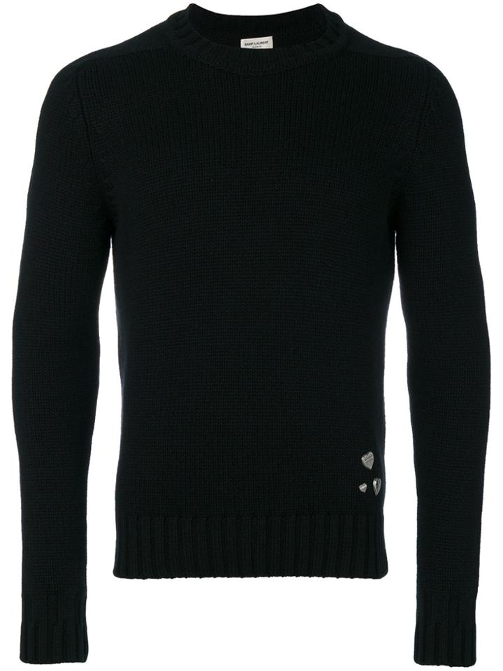 Saint Laurent Heart Badge Jumper - Black
