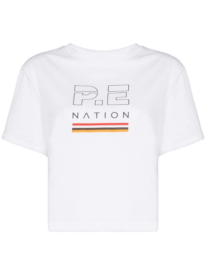 P.e Nation Logo-print Cropped T-shirt - White