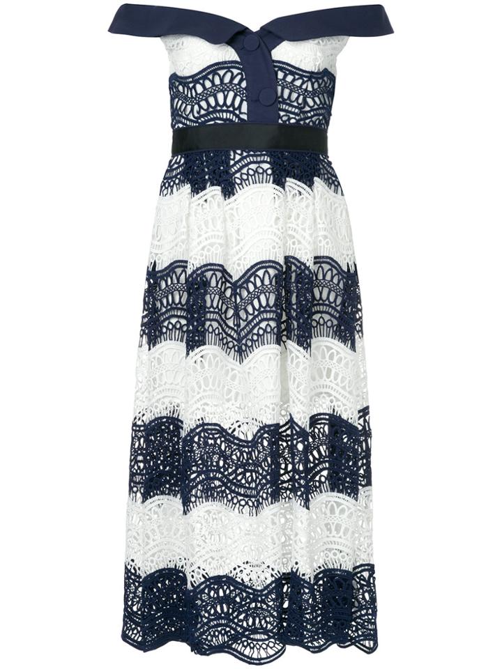 Self-portrait Off-the-shoulder Lace Dress - Blue