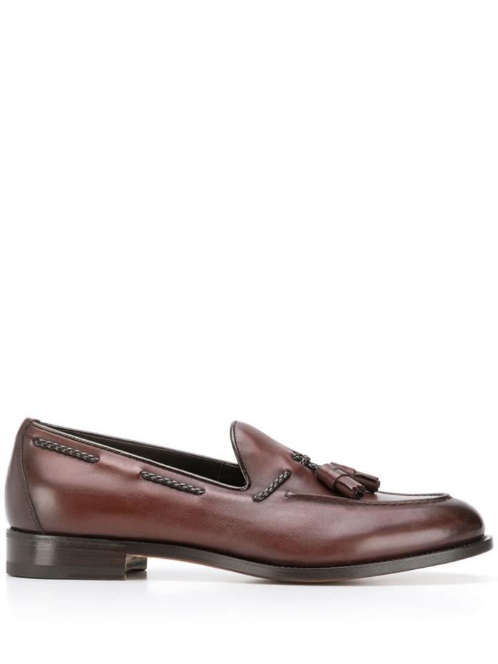 Santoni Tassel Embellished Loafers - Brown